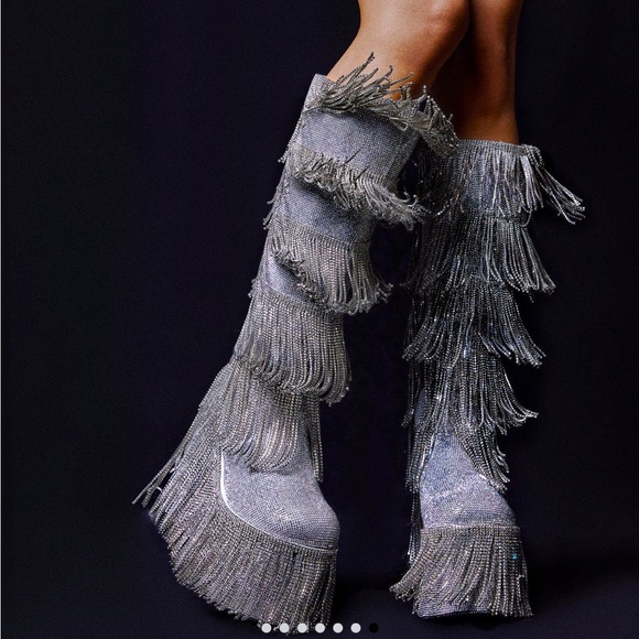 Sparked emotions rhinestone knee high boots like new - Picture 3 of 7